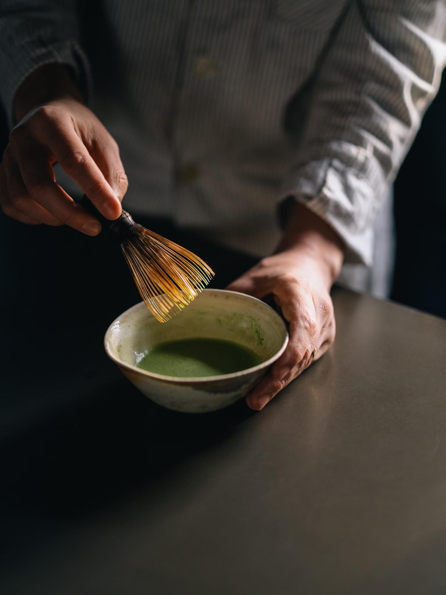 Premium Japanese matcha prepared in artisan bowl