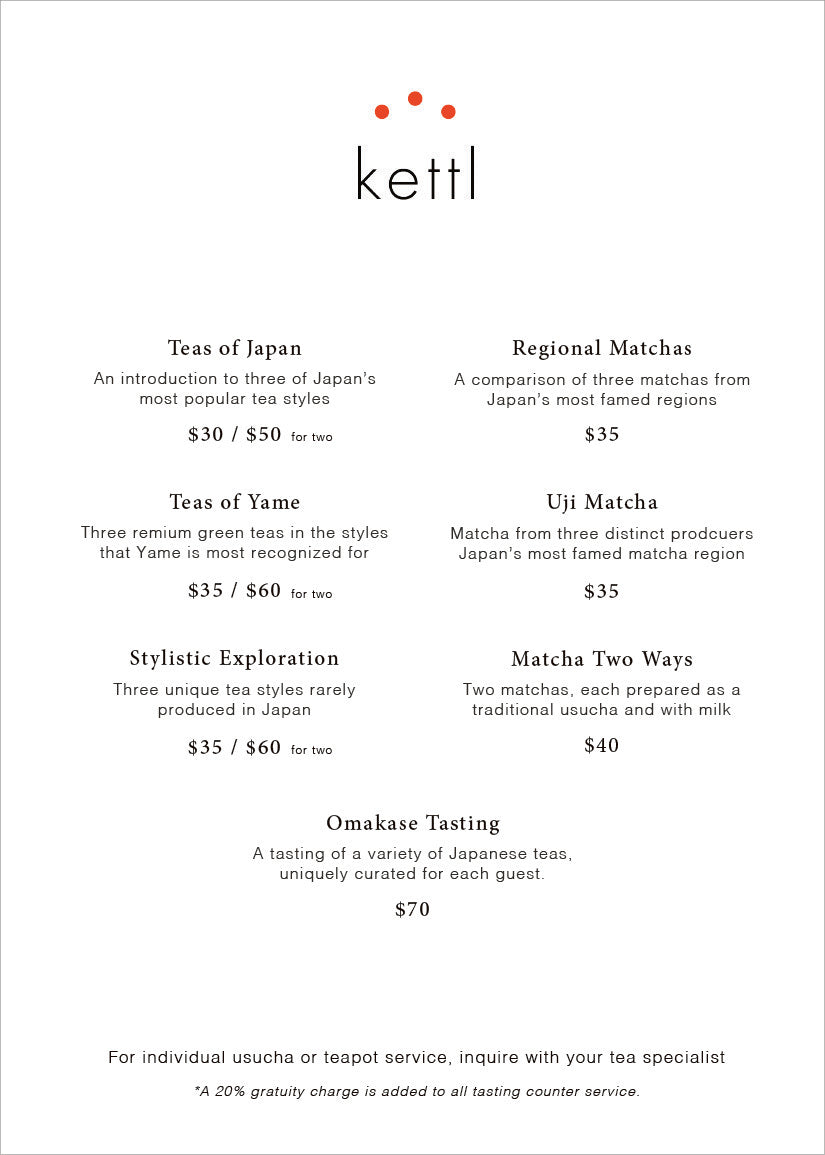 KETTL Greenpoint tasting counter menu